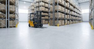 Professional epoxy floor coatings applied in a large commercial warehouse facility